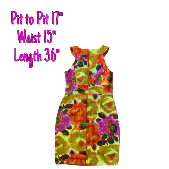🎉HP🎉 Muse Size 8 Neon Floral MIDI Empire Waist Dress - Picture 2 of 8